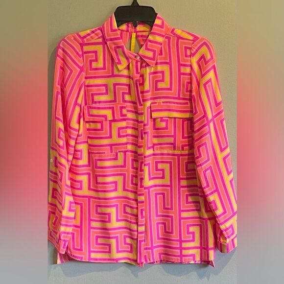 Alice & Trixie 100% Silk Colorful Geometric Blouse Size XS - Picture 1 of 6